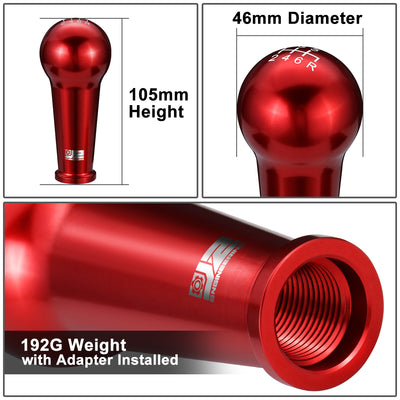 46mm X 105mm 6-Speed Ball Teardrop Style Shift Knob Universal
