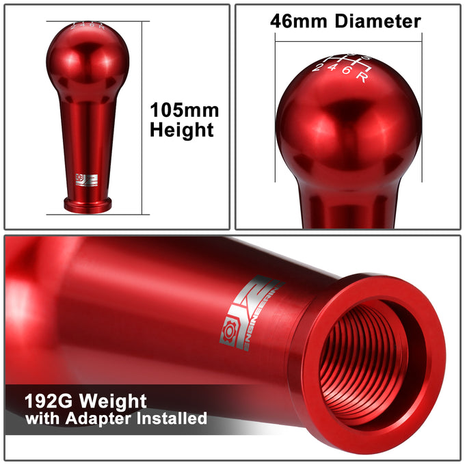 46mm X 105mm 6-Speed Ball Teardrop Style Shift Knob Universal