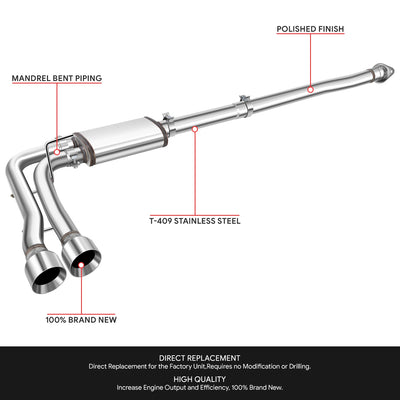 Stainless Steel Dual Muffler Tip Catback Exhaust<br>19-24 Ram 1500