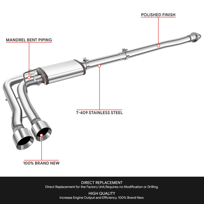 Stainless Steel Dual Muffler Tip Catback Exhaust<br>19-24 Ram 1500
