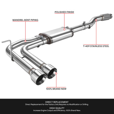 Stainless Steel Dual Round Catback Exhaust<br>14-18 Chevy Silverado, GMC Sierra 1500, 2019 LD