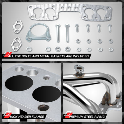 Long Tube Exhaust Headers Polished Finished <br> 90-95 Toyota 4Runner 2WD 2.4L