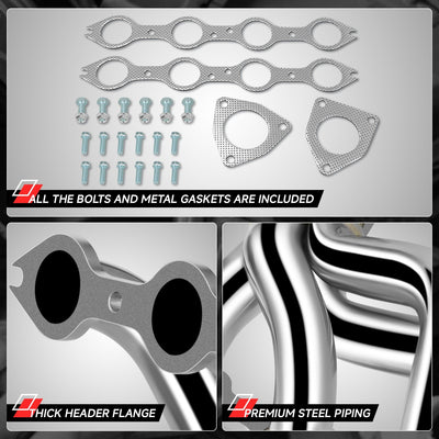 Stainless Steel Shorty Exhaust Header Manifold <br> 99-07 Chevy GMC Silverado Sierra 1500 2500 Classic