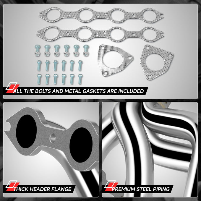 Stainless Steel Shorty Exhaust Header Manifold <br> 99-07 Chevy GMC Silverado Sierra 1500 2500 Classic