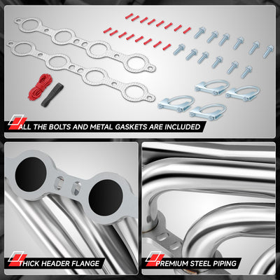 Polished Stainless Exhaust Headers with Y-Pipe <br> 99-06 Chevy Silverado Suburban GMC Sierra 1500
