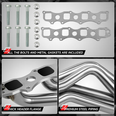 Long Tube Exhaust Headers Polished Finished <br> 03-07 Dodge Ram 1500 5.7L 2WD