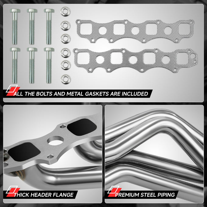 Long Tube Exhaust Headers Polished Finished <br> 03-07 Dodge Ram 1500 5.7L 2WD