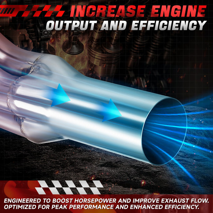 Polished Stainless Exhaust Headers with Y-Pipe <br> 96-01 Dodge Ram 1500 2500 3500 2WD 5.2L 5.3L 5.9L