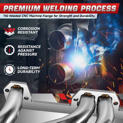 Polished Stainless Exhaust Headers with Y-Pipe <br> 96-01 Dodge Ram 1500 2500 3500 2WD 5.2L 5.3L 5.9L
