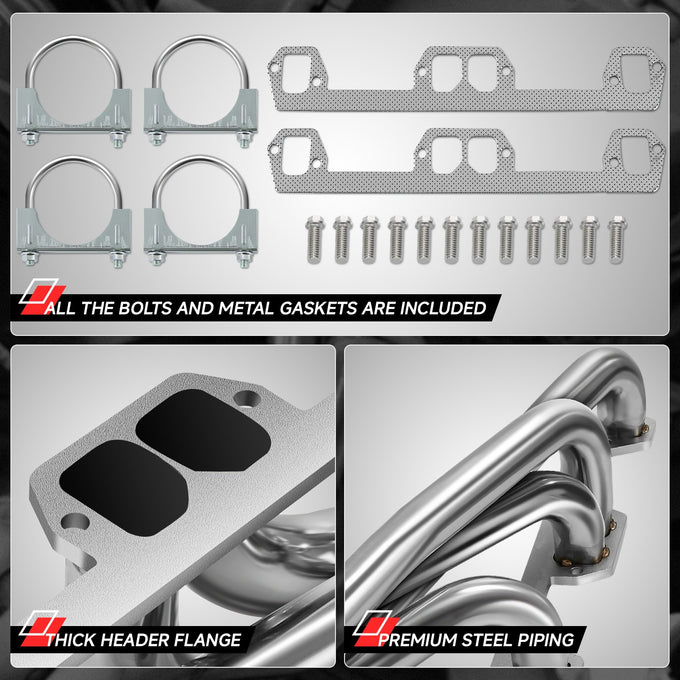 Polished Stainless Exhaust Headers with Y-Pipe <br> 96-01 Dodge Ram 1500 2500 3500 2WD 5.2L 5.3L 5.9L
