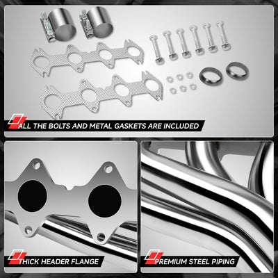 4-2-1 Long Tube Exhaust Header+Resonators+Y-Pipe <br>04-10 Ford F150 5.4L V8 4WD