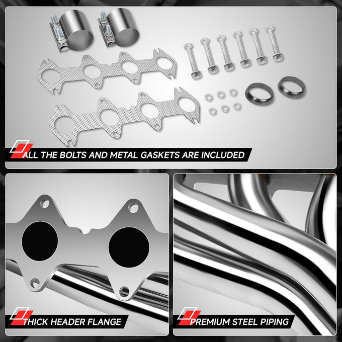 4-2-1 Long Tube Exhaust Header+Resonators+Y-Pipe <br>04-10 Ford F150 5.4L V8 4WD