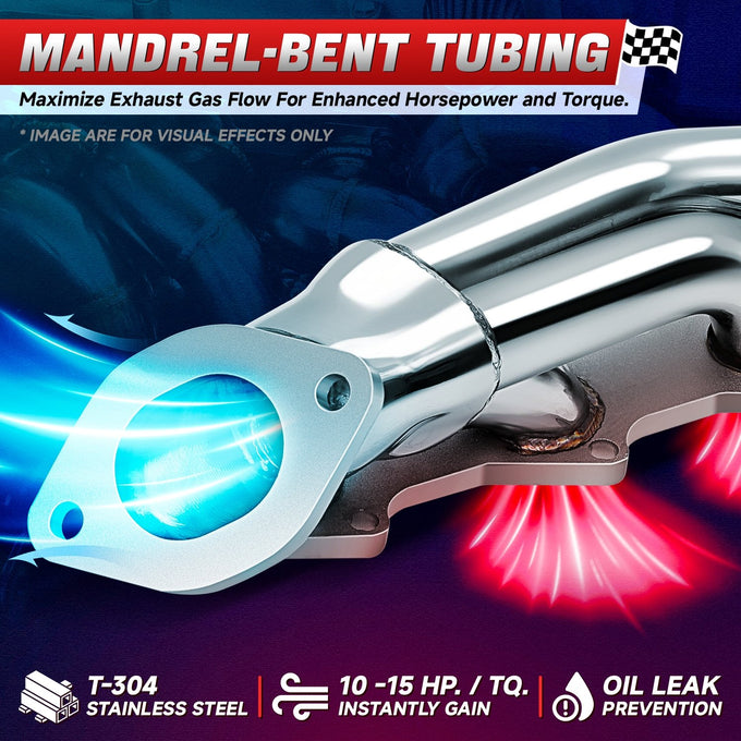 Long Tube 4-1 Exhaust Headers Polished Finished <br> 83-87 Ford F-250 F-350 7.5L V8 4WD