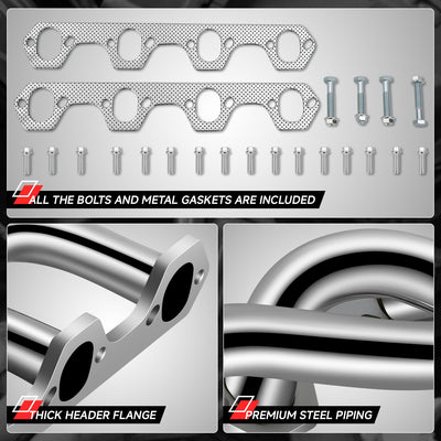 2x 4-1 Shorty Exhaust Manifold Headers<br>86-96 Ford Bronco, T-Bird, Lincoln Conti, Merc Cougar