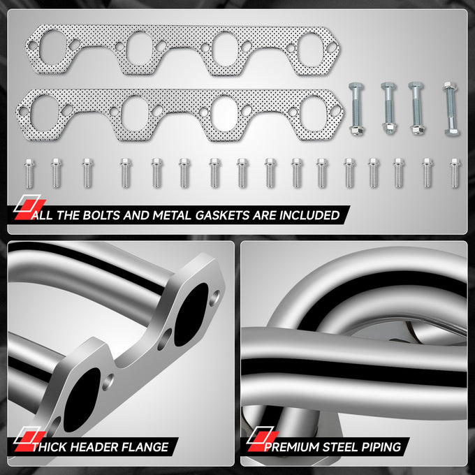 2x 4-1 Shorty Exhaust Manifold Headers<br>86-96 Ford Bronco, T-Bird, Lincoln Conti, Merc Cougar