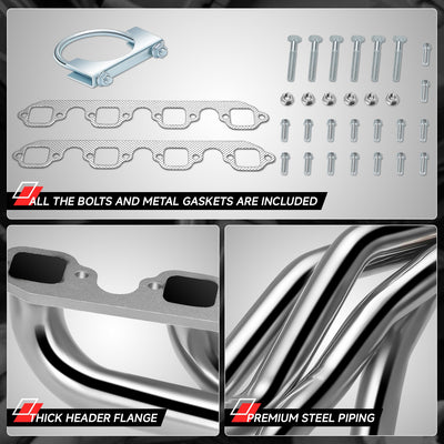 Polished Stainless Racing Exhaust Headers <br> 88-97 Ford F-250 F-350