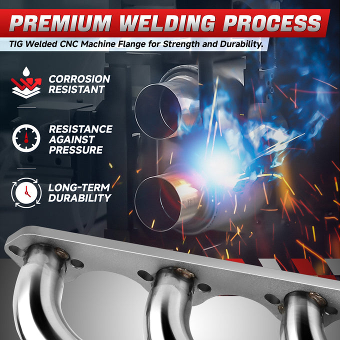 Long Tube Exhaust Headers Polished Finished <br> 87-96 Ford F-150 F-250 Bronco