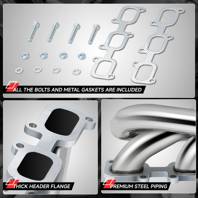 Polished Stainless 3-1 Shorty Exhaust Headers <br> 11-17 Ford Mustang 3.7L V6