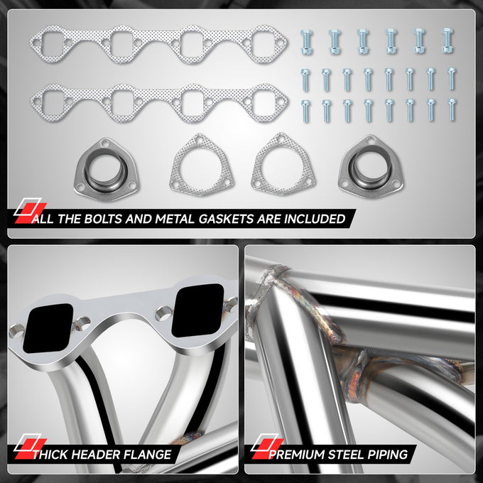 2x 4-2-1 Tri-Y Long Tube Exhaust Manifold Headers<br>64-70 Ford Mustang