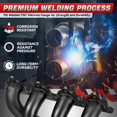 Black Paint 4-2-1 Exhaust Manifold Header<br>88-00 Honda Civic, 88-91 CRX, 93-97 Civic Del Sol