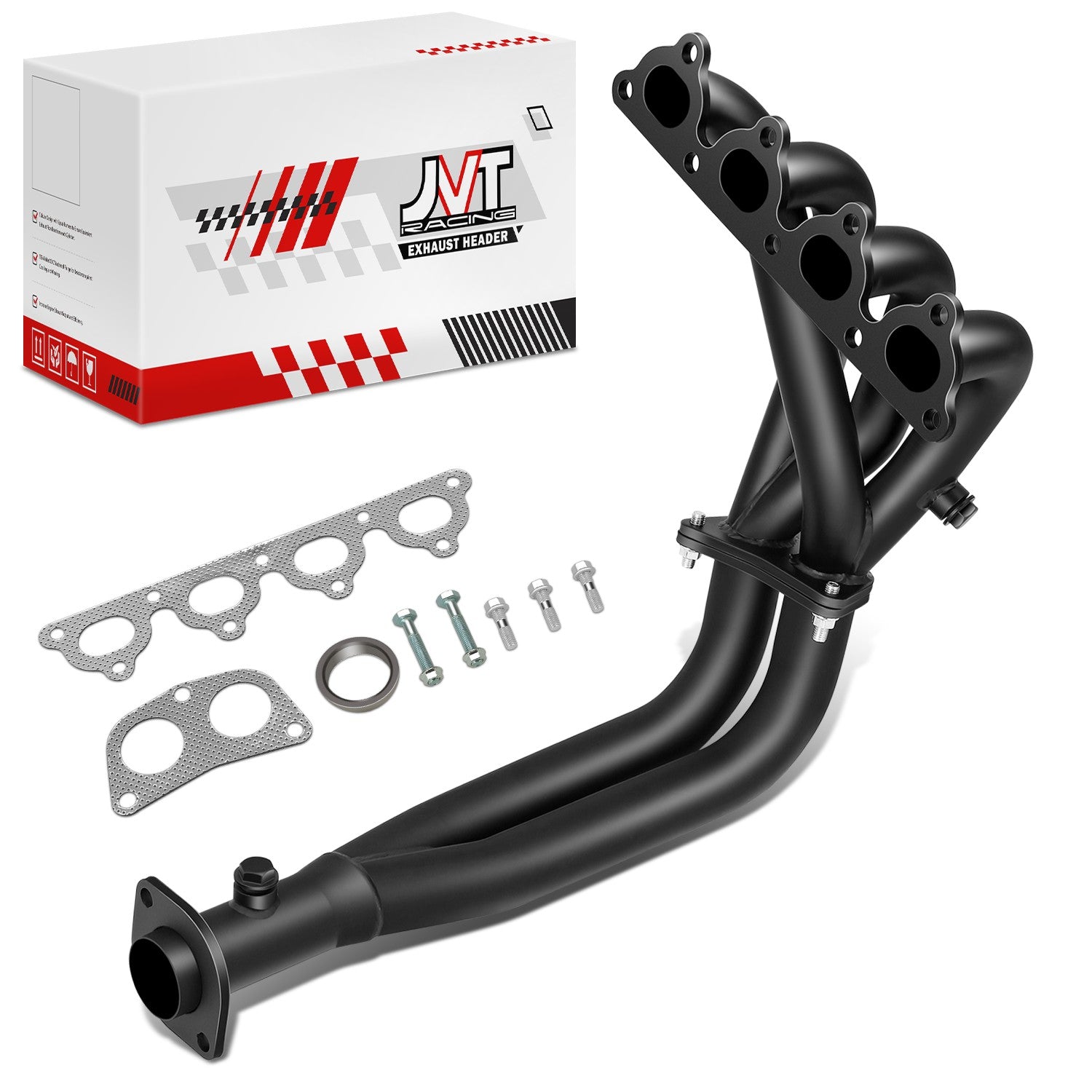 Black Paint 4-2-1 Exhaust Manifold Header<br>88-00 Honda Civic, 88-91 CRX, 93-97 Civic Del Sol