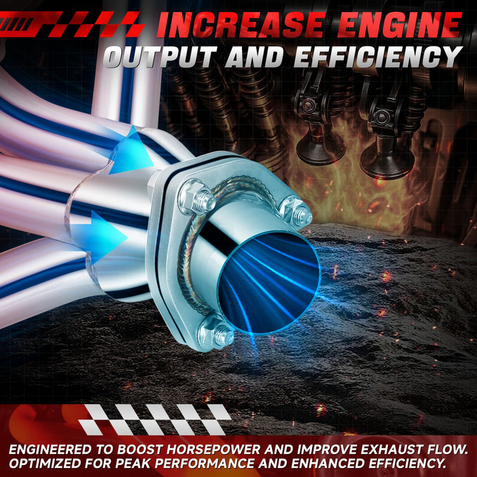 2x 4-1 Block Hugger Exhaust Manifold Headers<br>27-82 Ford Chevy/GMC Trucks, Corvette, Full Size Cars