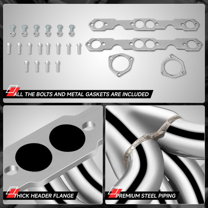 2x 4-1 Block Hugger Exhaust Manifold Headers<br>27-82 Ford Chevy/GMC Trucks, Corvette, Full Size Cars