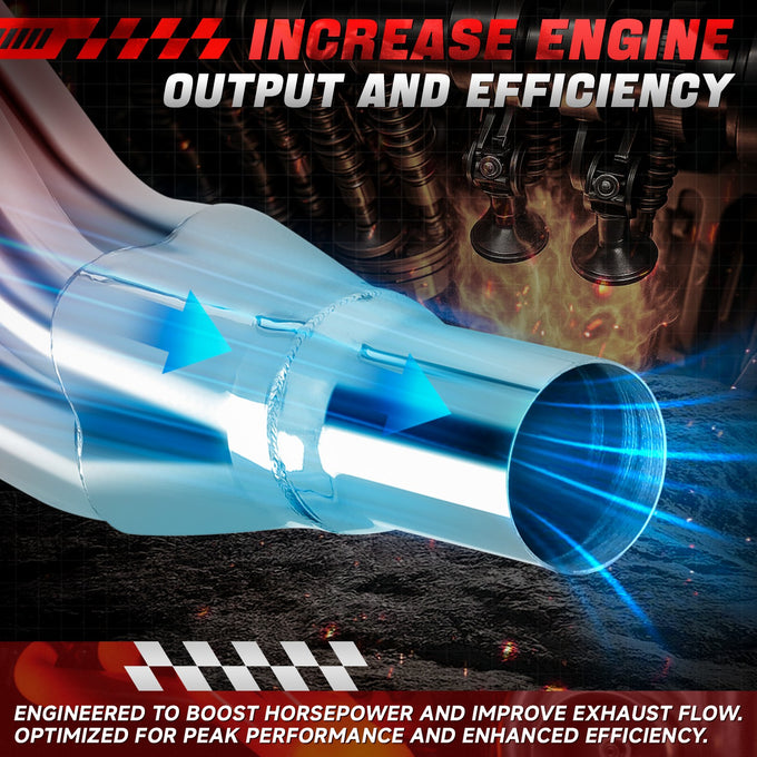 Polished Stainless Long Tube Headers with Y-Pipe <br> 82-97 Chevy Camaro V8 SBC AT