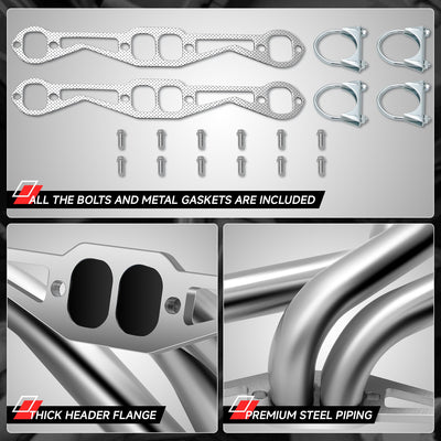 Polished Stainless Long Tube Headers with Y-Pipe <br> 82-97 Chevy Camaro V8 SBC AT