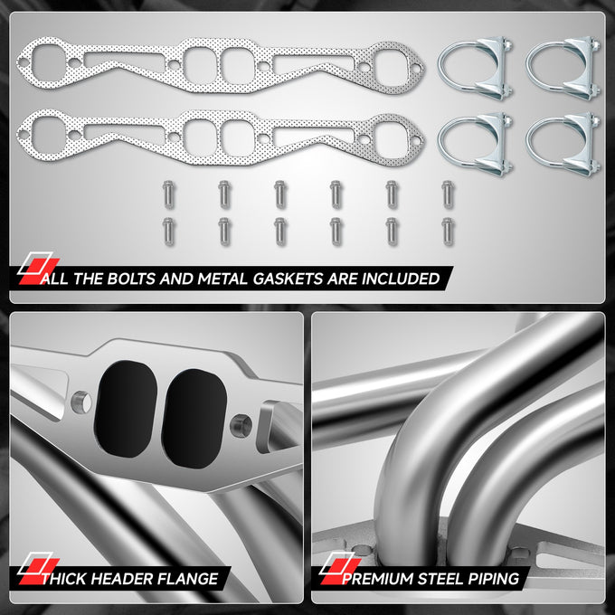 Polished Stainless Long Tube Headers with Y-Pipe <br> 82-97 Chevy Camaro V8 SBC AT