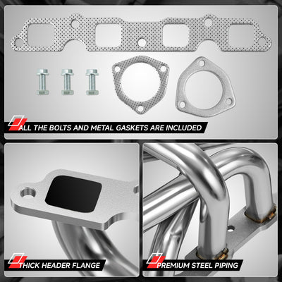 Long Tube Exhaust Headers Polished Finished <br> 74-82 Toyota Corolla 1.8L