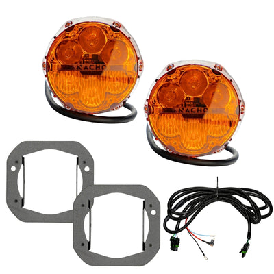 SAE Combo Amber Plug N Play Fog Light Kit (1pc Bumper Kit) <br>18-24 Jeep Wrangler, 20-24 Gladiator