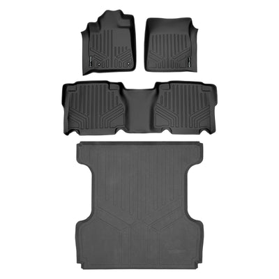 Floor Mats 2 Row & Truck Bed Liners Set <br> 07-13 Toyota Tundra CrewMax