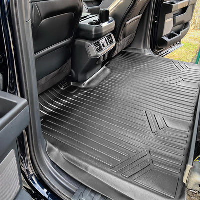 Floor Mats 2 Rows & Truck Bed Mat Liner Set <br> 15-22 Ford F-150 Super Crew Cab