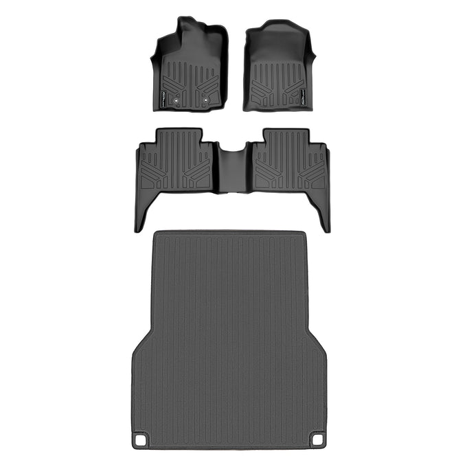 Floor Mats 2 Rows and Truck Bed Liner Set <br> 16-17 Toyota Tacoma Double Cab