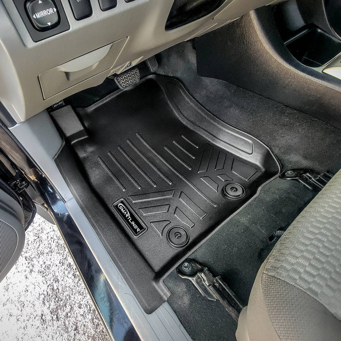 Floor Mats 2 Rows and Truck Bed Liner Set <br> 12-15 Toyota Tacoma Double Cab