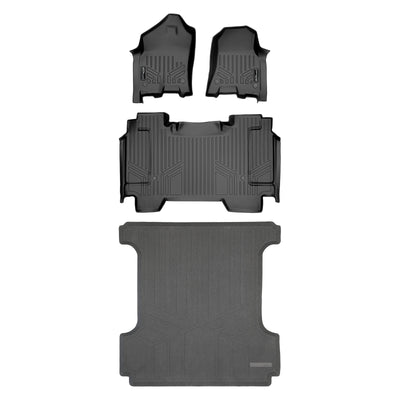 Floor Mats 2 Rows & Truck Bed Mat Liner Set <br> 19-22 RAM 1500 Crew Cab
