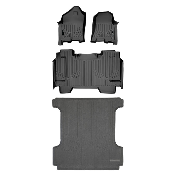 Floor Mats 2 Rows & Truck Bed Mat Liner Set <br> 19-22 RAM 1500 Crew Cab
