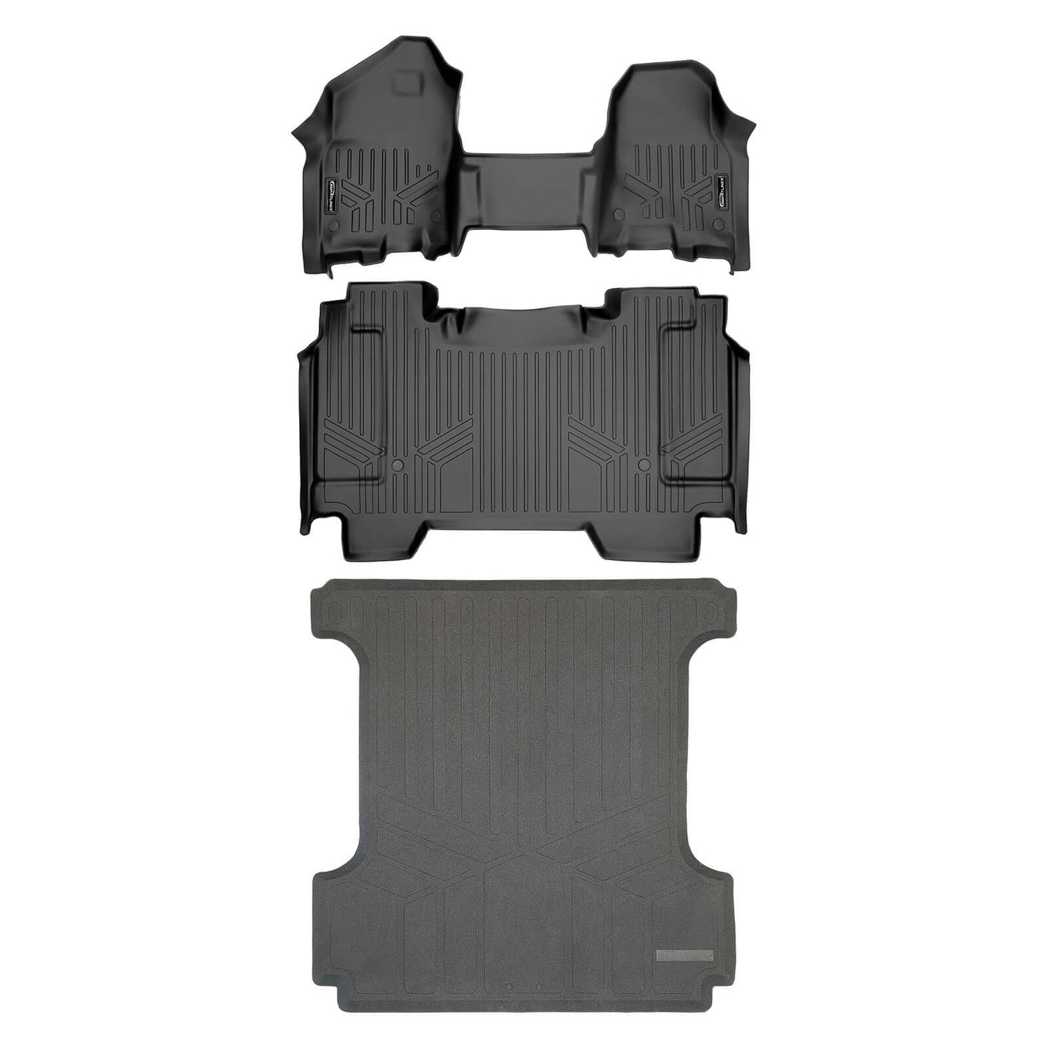 Floor Mats 2 Rows & Truck Bed Mat Liner Set <br> 19-22 RAM 1500 Crew Cab
