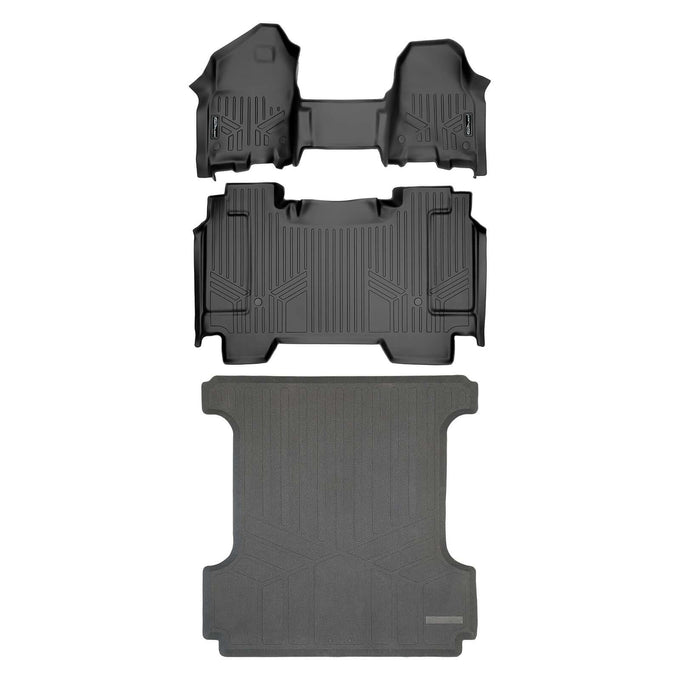 Floor Mats 2 Rows & Truck Bed Mat Liner Set <br> 19-22 RAM 1500 Crew Cab