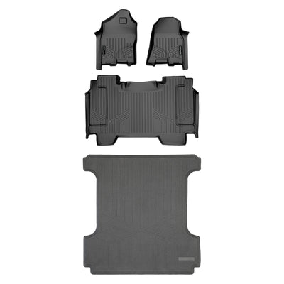 Floor Mats 2 Rows & Truck Bed Mat Liner Set <br> 19-22 RAM 1500 Crew Cab
