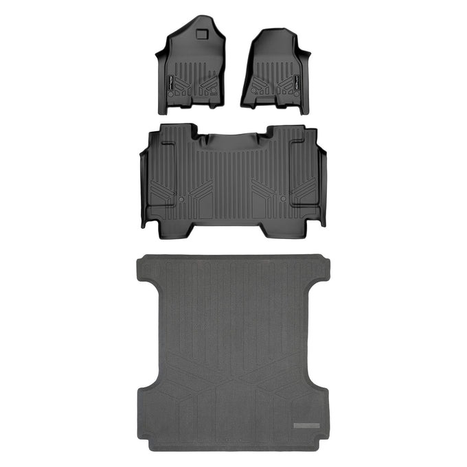 Floor Mats 2 Rows & Truck Bed Mat Liner Set <br> 19-22 RAM 1500 Crew Cab