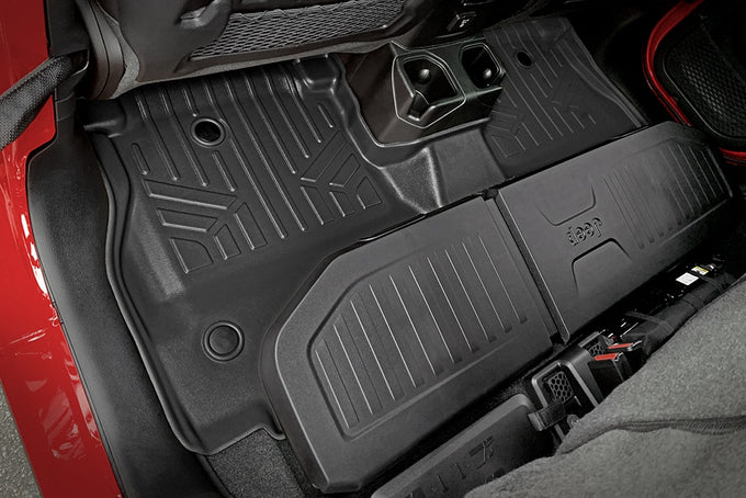 Floor Mats 2 Rows and 5ft Rugged Bed Liner Set <br> 20-23 Jeep Gladiator With Lockable Rear Storage