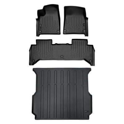 2 Row Floor Liner and Rugged Rubber Truck Bed Mat <br> 22-23 Rivian R1T