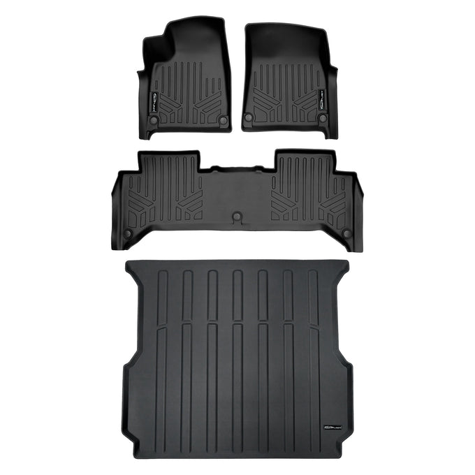2 Row Floor Liner and Rugged Rubber Truck Bed Mat <br> 22-23 Rivian R1T
