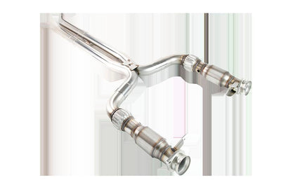 3 in. x 2-3/4 in. SS Catted X-Pipe<br>15-20 Shelby GT350. Retains OEM Mufflers