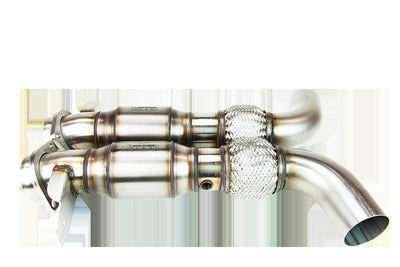 3 in. x 2-3/4 in. SS GREEN Catted X-Pipe<br>15-20 Shelby GT350. Retains OEM Mufflers