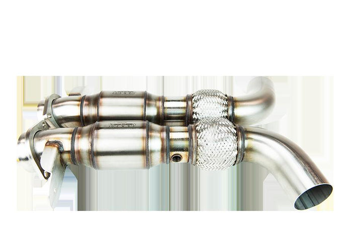 3 in. x 2-3/4 in. SS GREEN Catted X-Pipe<br>15-20 Shelby GT350. Retains OEM Mufflers