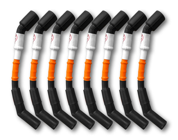11mm Spark Plug Wires 8 pc Set<br>Orange with Black Boots. LSX Car
