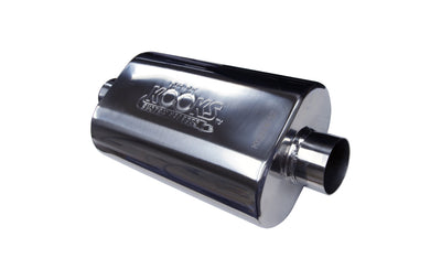 2-1/2 in. Oval Center/Center Muffler 12 in. Long Body<br>Polished Stainless Steel